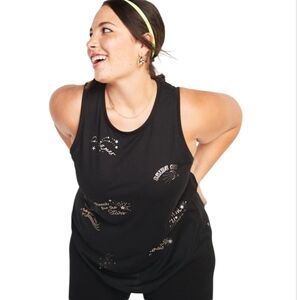 ✨Old Navy Black Tank Top with Graphic Designs